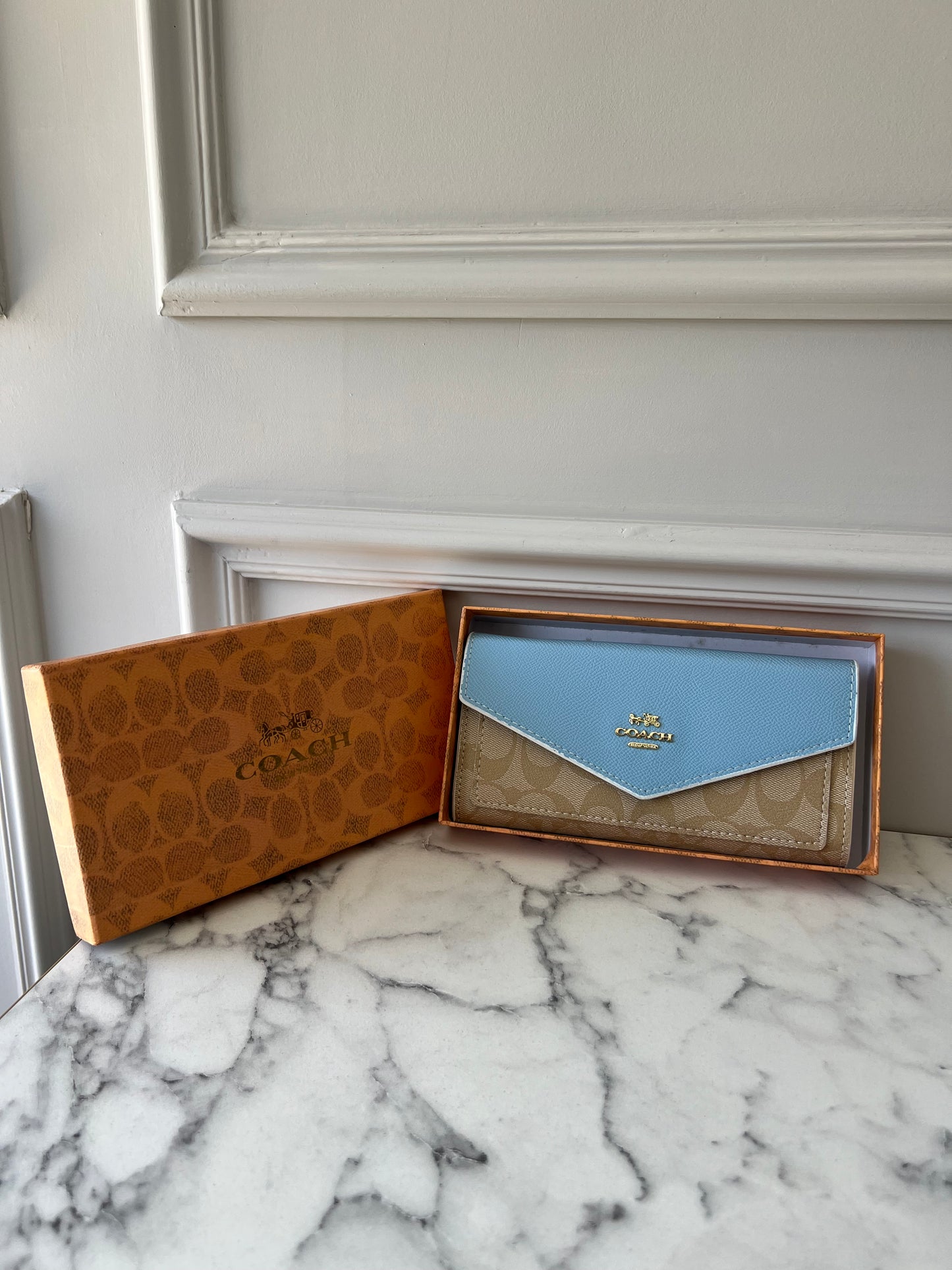 PORTE FEUILLE COACH FEMMES BLEU