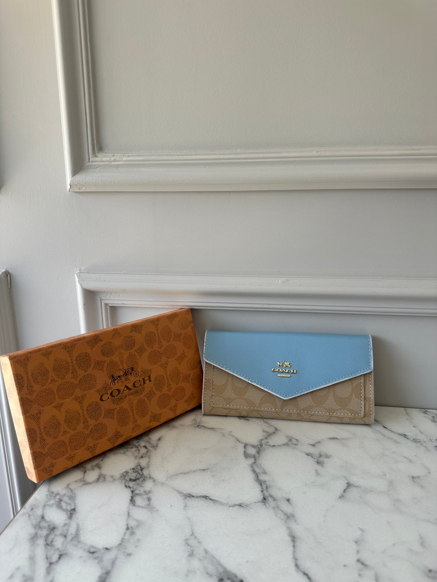 PORTE FEUILLE COACH FEMMES BLEU